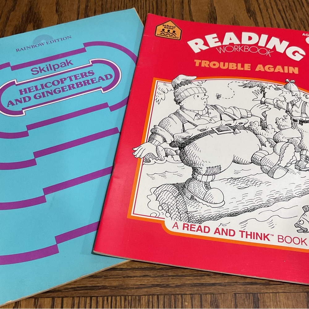 Helicopters and Gingerbread & Reading Workbook Trouble Again Learning Workbooks